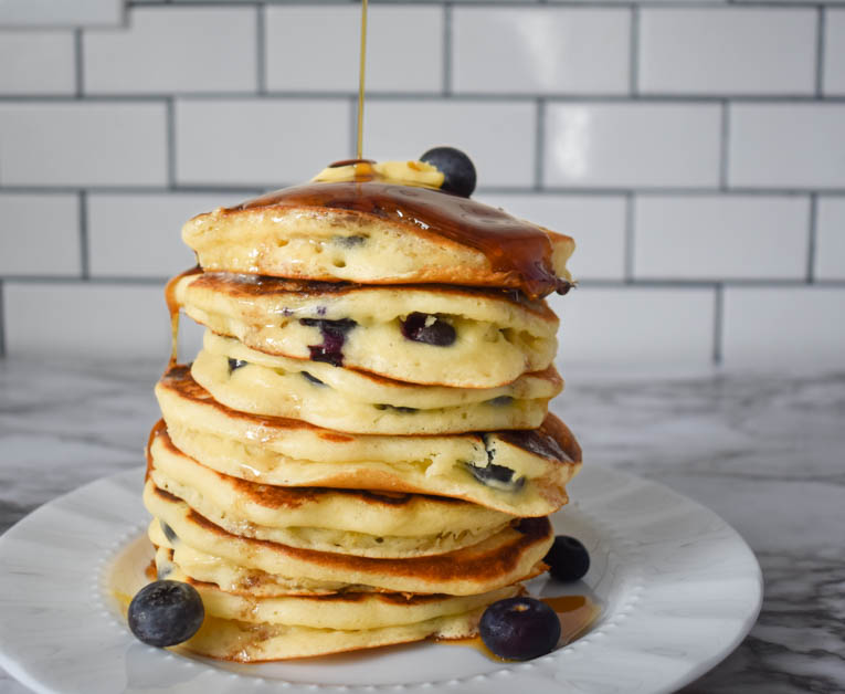 Blueberry lemon pancake stack