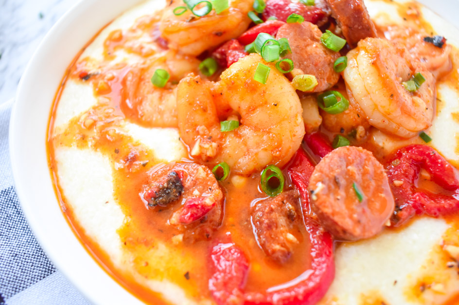 Shrimp and grits close up